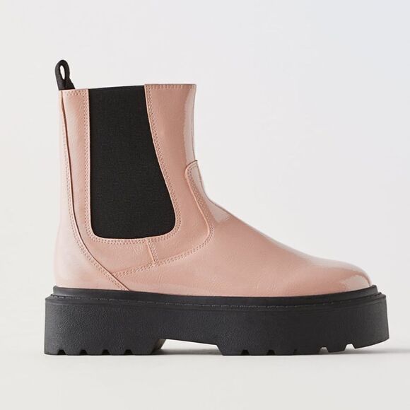 ZARA PATENT EFFECT CHELSEA BOOTS - Picture 3 of 8